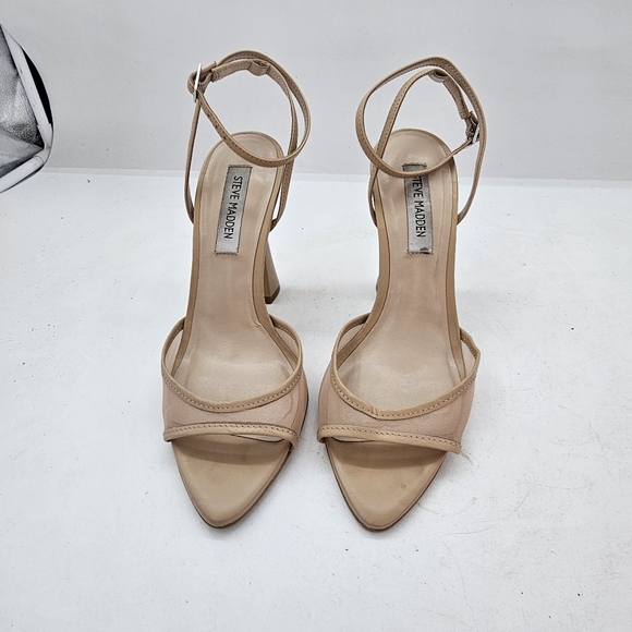 Steve Madden Beki Strappy Mesh Ankle Strap Sandals Natural Beige Size 7.5 Chic H - Picture 11 of 11